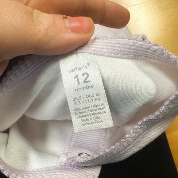 Carters Baby Girl Purple Flutter Sleeve Cat Bodysuit Size 12M - Picture 5 of 5